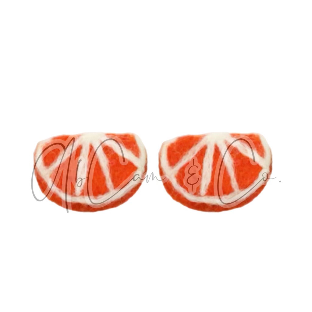 Orange Felt Earrings and Hair Clips