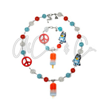 Load image into Gallery viewer, Exclusive #53 Sisters, Bomb Pops Red, White and Blue Bubblegum Style Necklace &amp; Bracelet Set
