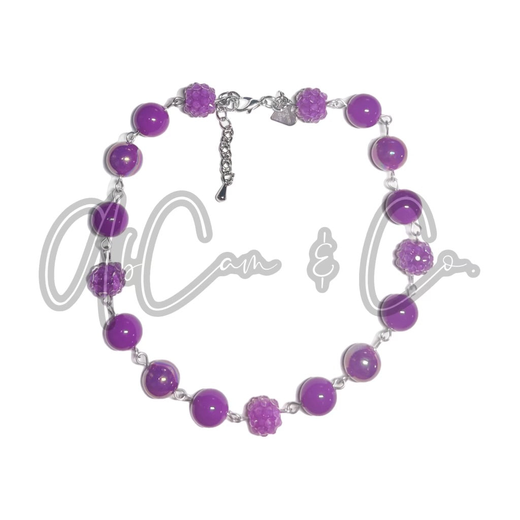 Neon Purple Bling Choker Style Necklace