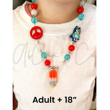 Load image into Gallery viewer, Exclusive #53 Sisters, Bomb Pops Red, White and Blue Bubblegum Style Necklace &amp; Bracelet Set
