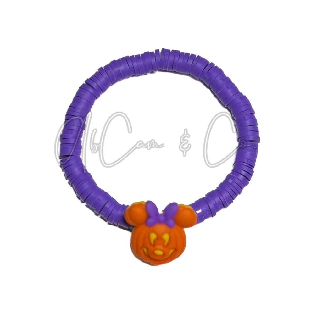 Pumpkin Girl Mouse Heishi Bead Bracelet