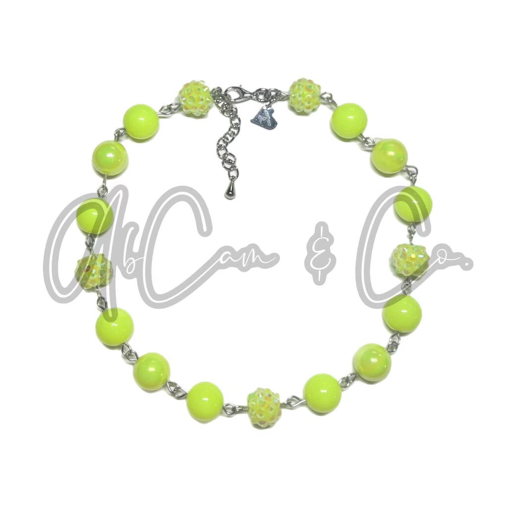 Neon Yellow Bling Choker Style Necklace