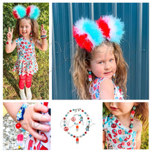 Load image into Gallery viewer, Exclusive #53 Sisters, Bomb Pops Red, White and Blue Bubblegum Style Necklace &amp; Bracelet Set
