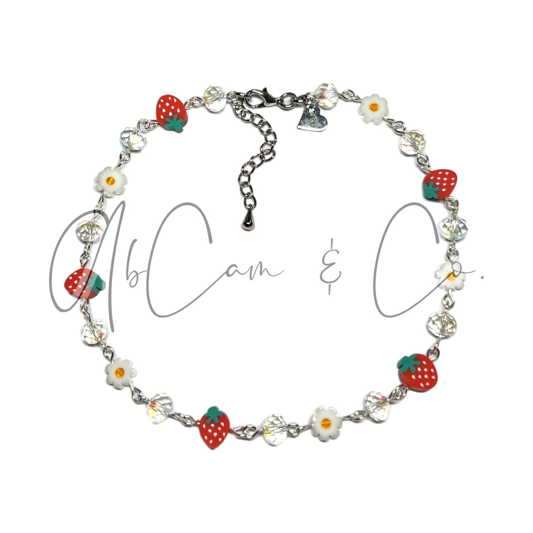 AbCam & Co. Exclusive #55 Strawberries & Daisies Choker Style Necklace