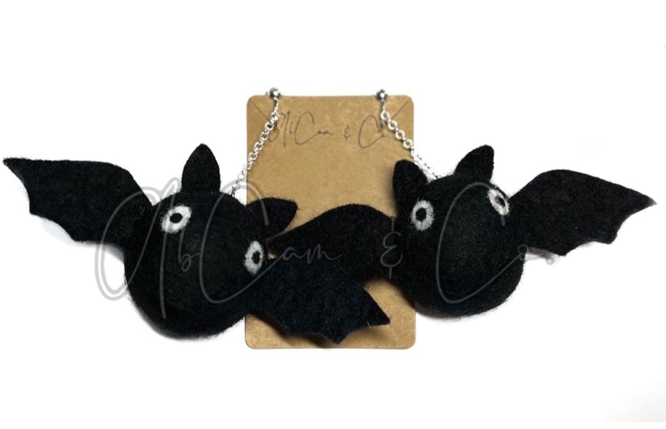 Batty Felt Earrings and Hair Clips