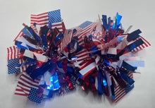 Load image into Gallery viewer, XL RW&amp;B Old Glory Tinsel Pom Earrings or Hair Clips
