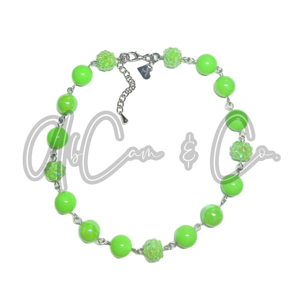 Neon Lime Green Bling Choker Style Necklace