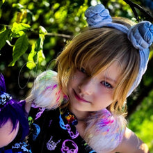 Load image into Gallery viewer, Neon Glow In The Dark Splattered Faux Fur Pom Earrings &amp; Puffy Pom Hair Clips
