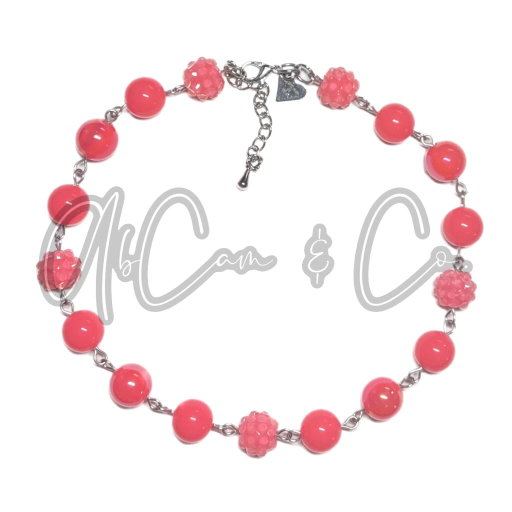 Neon Pink Bling Choker Style Necklace