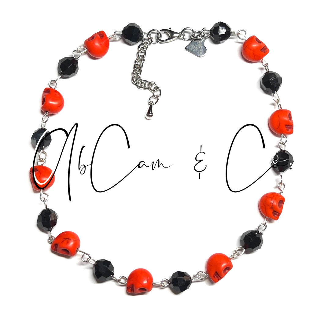 Exclusive #17 Orange Skulls Choker Style Necklace or Bracelet