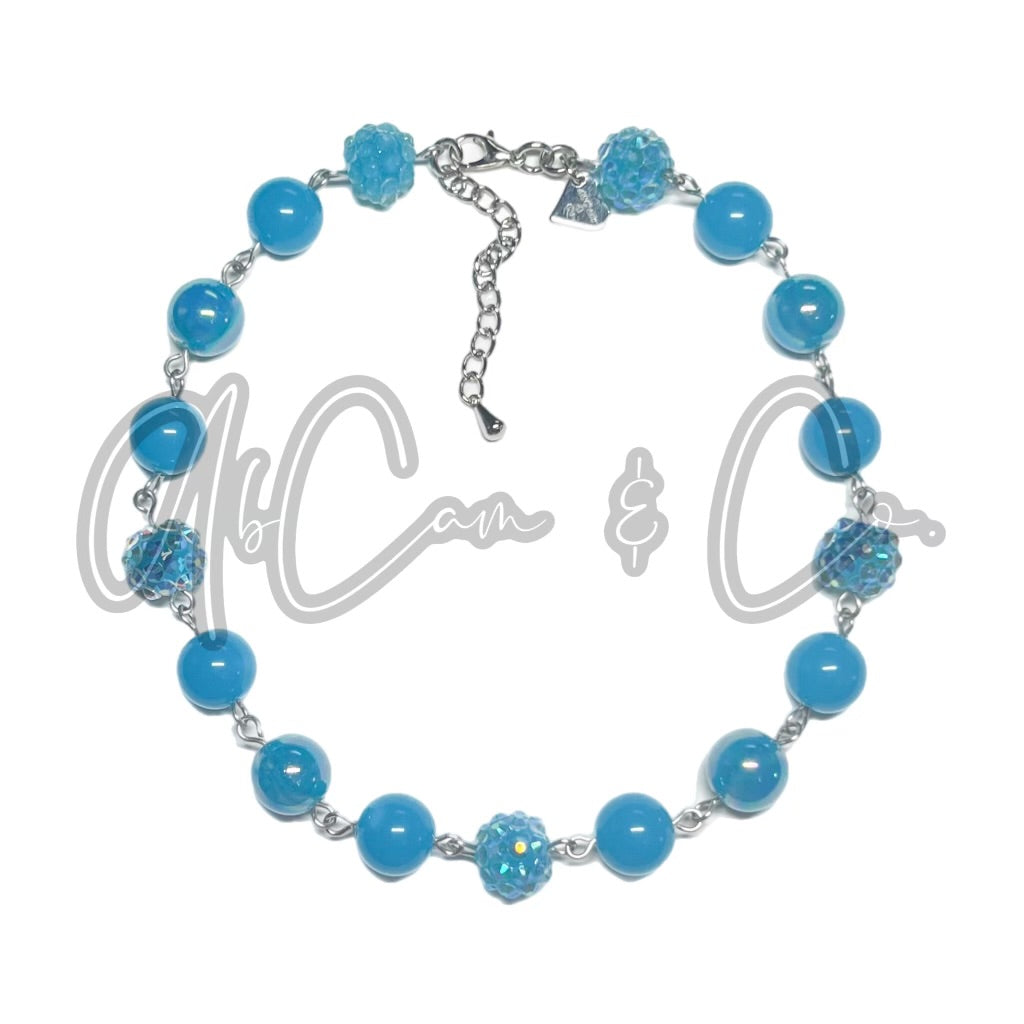 Neon Blue Bling Choker Style Necklace