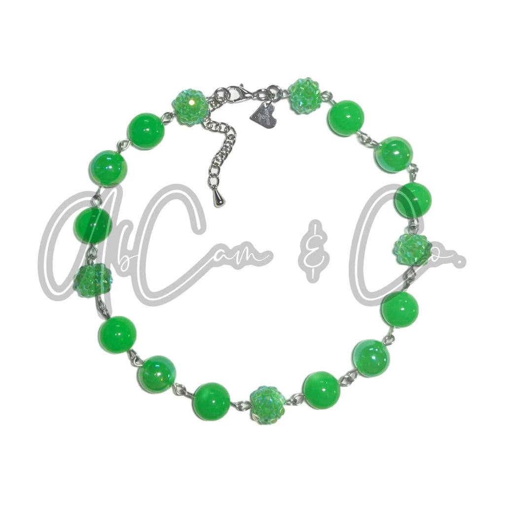 Neon Green Bling Choker Style Necklace