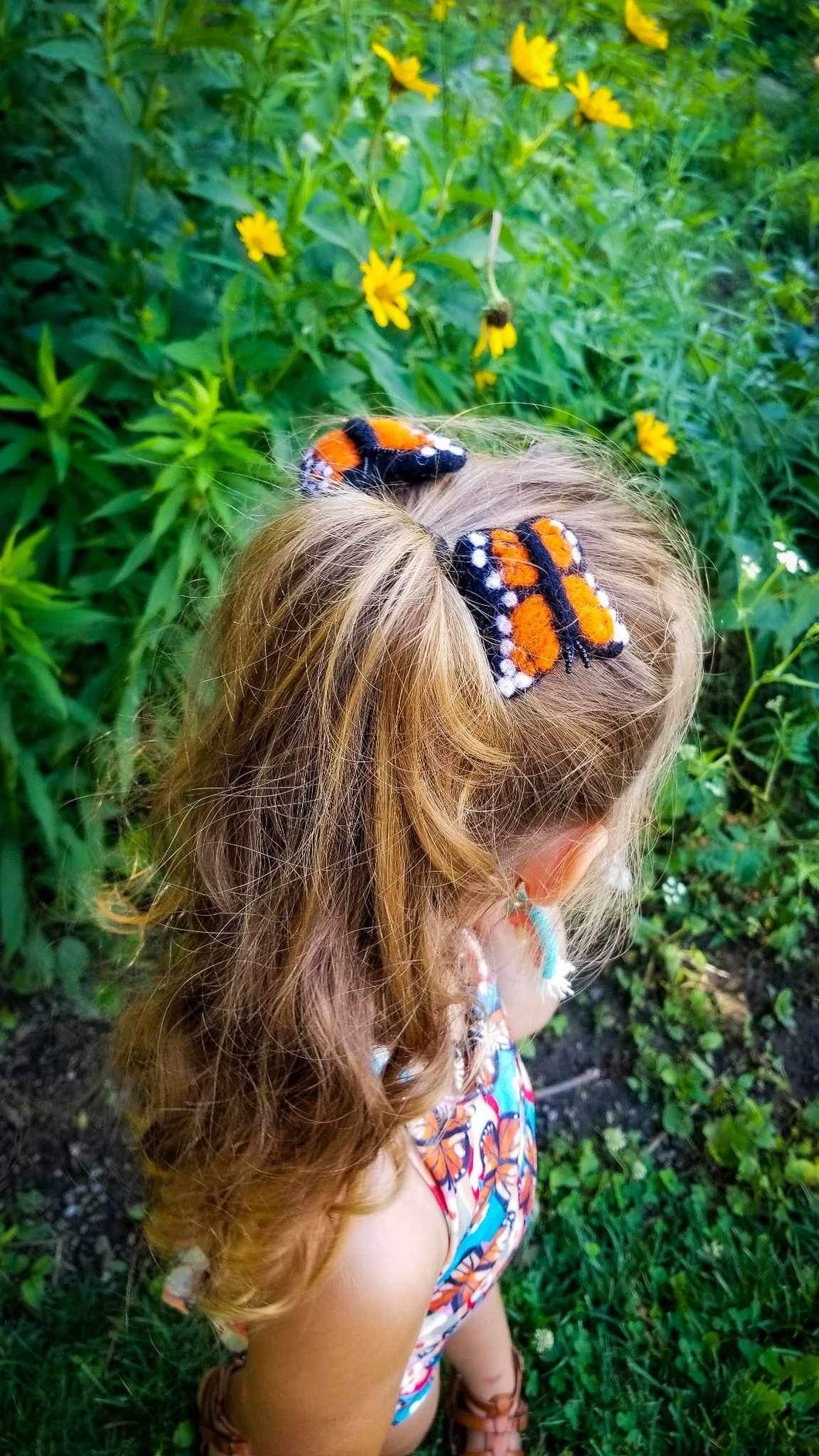 Monarch Butterfly Felt Earrings and Hair Clips