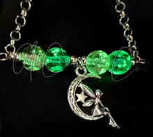 Load image into Gallery viewer, Fairy On The Moon Glow in the Dark Bar Choker Style Necklace
