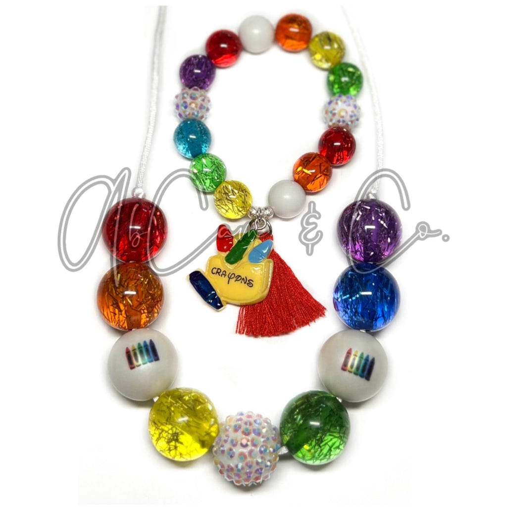 Rainbow Crayon Bubblegum Necklace & Bracelet