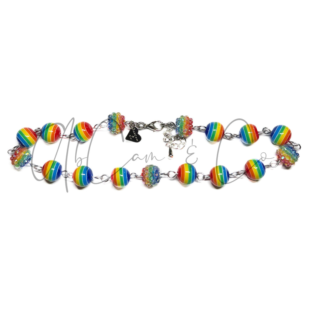 Rainbow Bling Bubblegum Choker Style Necklace