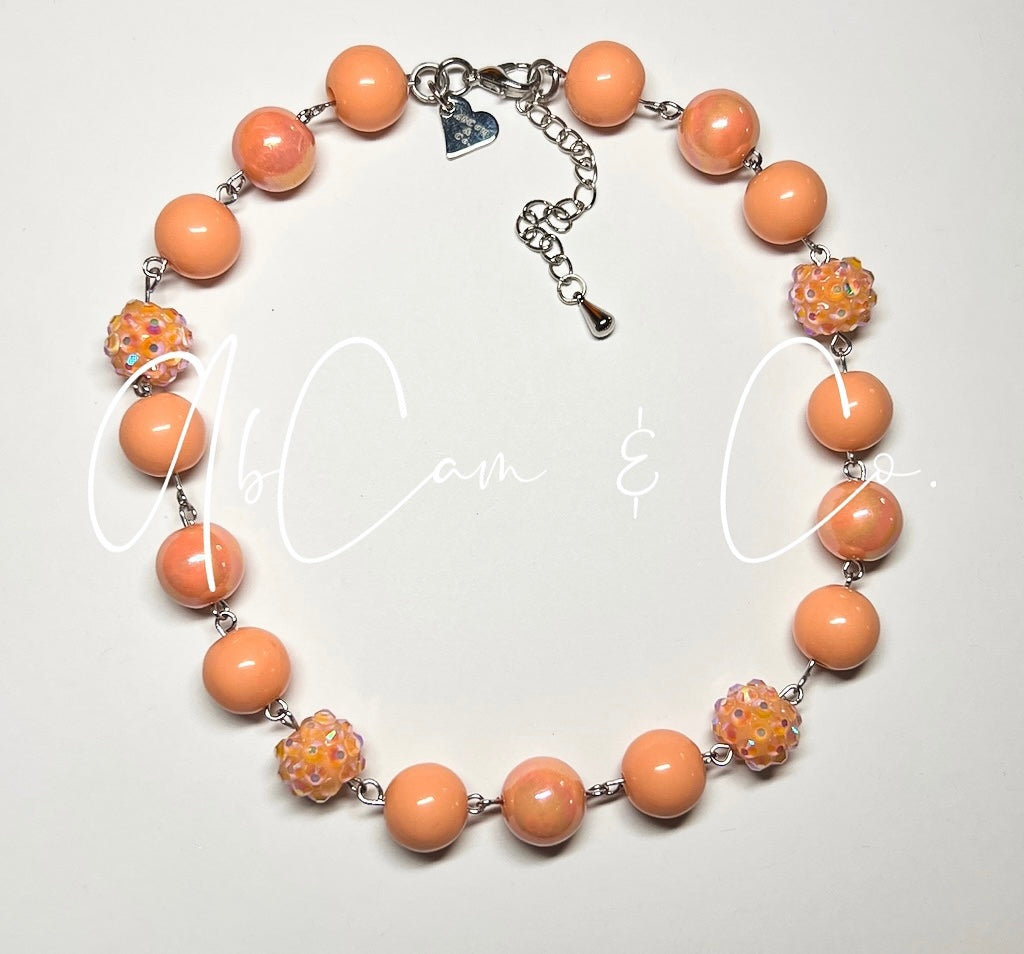 Peach Bubblegum Choker Style Necklace