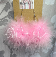 Load image into Gallery viewer, Baby Pink Regular &amp; Mini Size Fluffy Pom Earrings / Regular Size Puffy Pom Hair Clips
