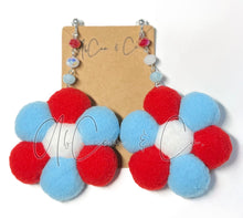 Load image into Gallery viewer, Bomb Pop Daisy Pom Earrings
