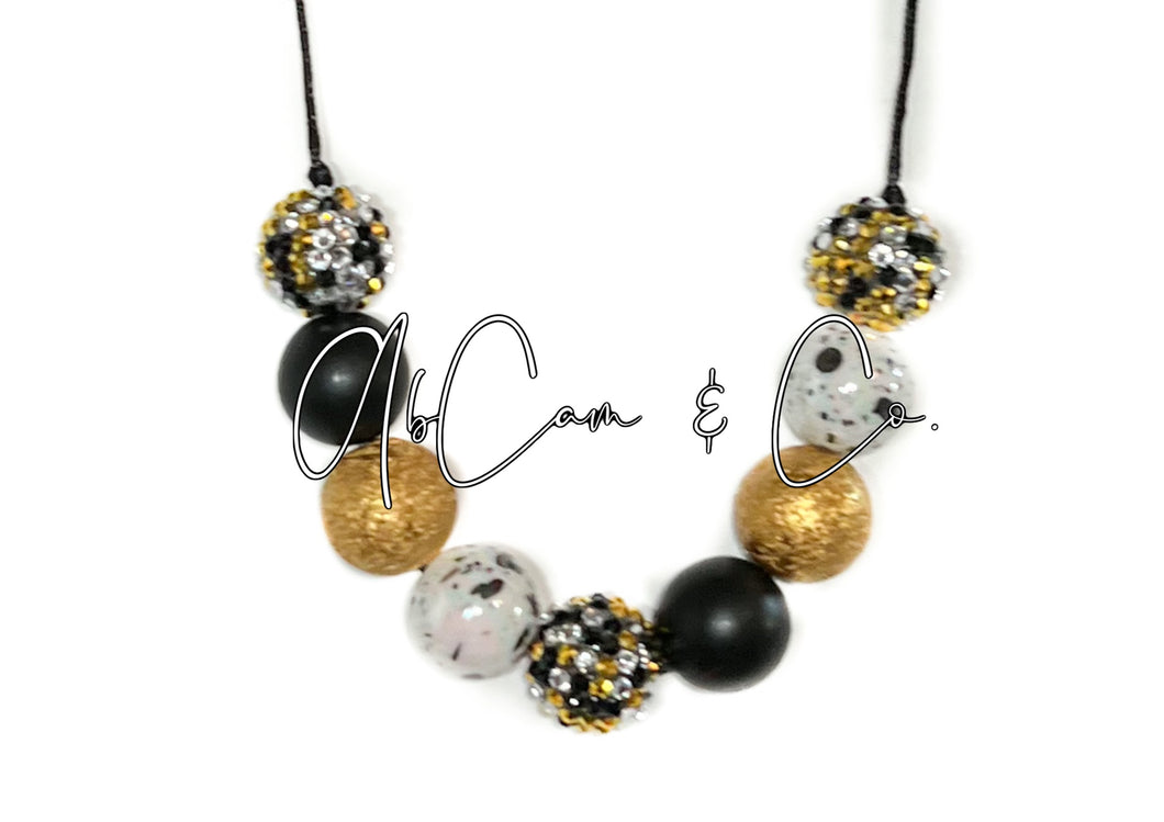 Gold & Black Splatter Bling Bubblegum