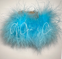 Load image into Gallery viewer, Electric Blue Regular Size Fluffy Pom Earrings / Puffy Pom Hair Clips
