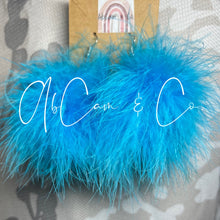Load image into Gallery viewer, Aqua Regular Size Fluffy Pom Earrings / Puffy Pom Hair Clips
