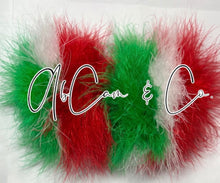 Load image into Gallery viewer, Red, White, &amp; Green Fluffy Pom Earrings &amp; Puffy Pom Hair Clips
