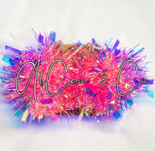 Load image into Gallery viewer, Candy Pink Iridescent Tinsel Pom Earrings / Tinsel Pom Hair Clips
