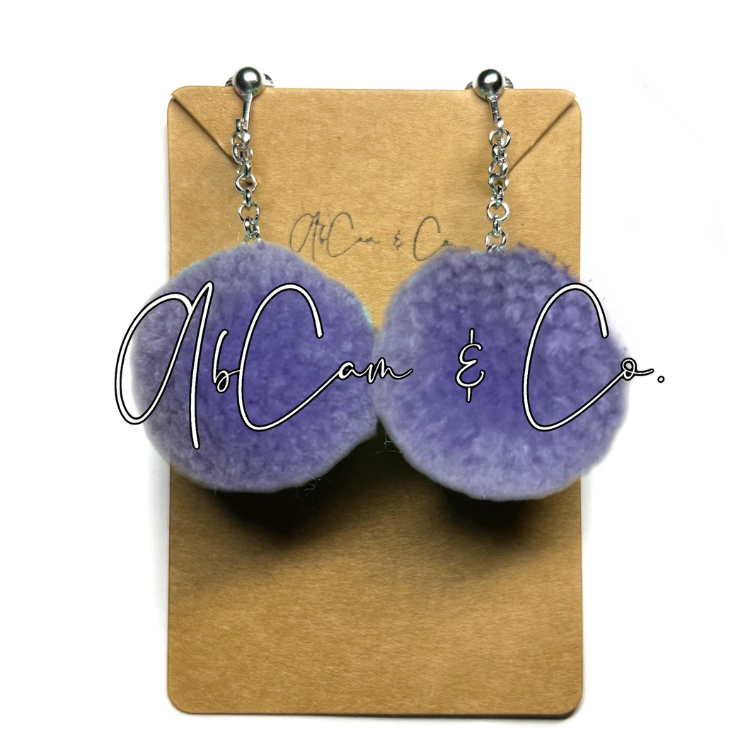 Lavender Mini Pom Pom Earrings