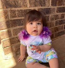 Load image into Gallery viewer, Shades of Purple Regular Size Fluffy Pom Earrings / Regular Size Puffy Pom Hair Clips
