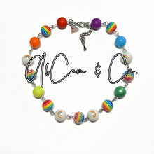 Load image into Gallery viewer, Rainbow Bubblegum Choker Style Necklace and bracelet
