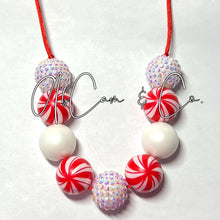 Load image into Gallery viewer, Peppermint Swirl Bling Bubblegum Style Necklace
