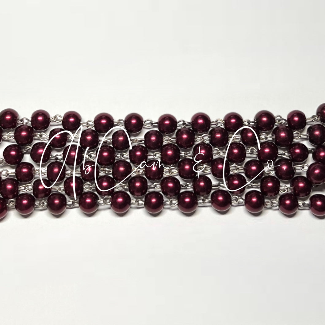 Burgundy Pearl Choker Style Necklace