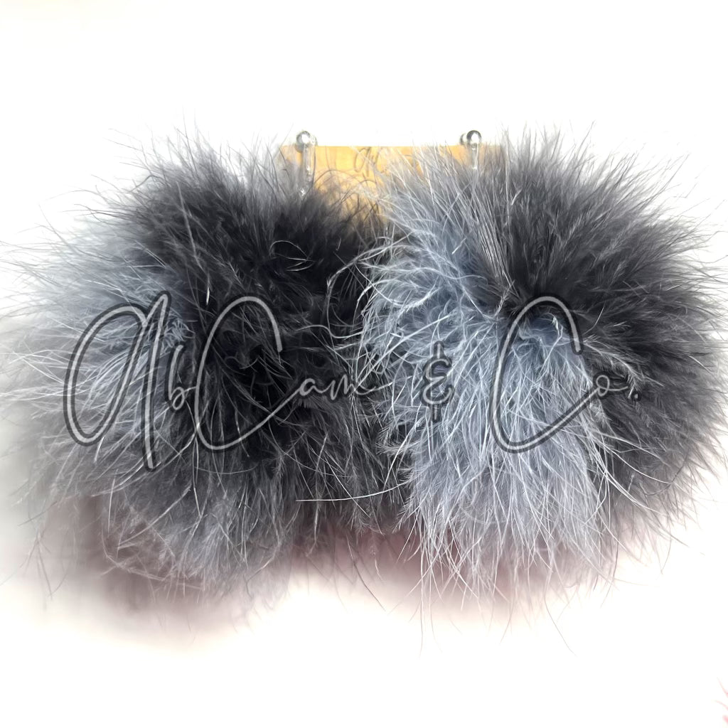 Extra Large Mixed Grays Fluffy Pom Earrings & Puffy Pom Hair Clips