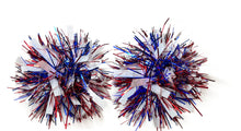 Load image into Gallery viewer, RW&amp;B XL Tinsel Pom Earrings or Hair Clips
