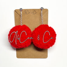 Load image into Gallery viewer, Small Red Pom Earrings
