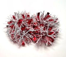 Load image into Gallery viewer, Red &amp; White (formerly Peppermint) Tinsel Pom Earrings/Hair Clips
