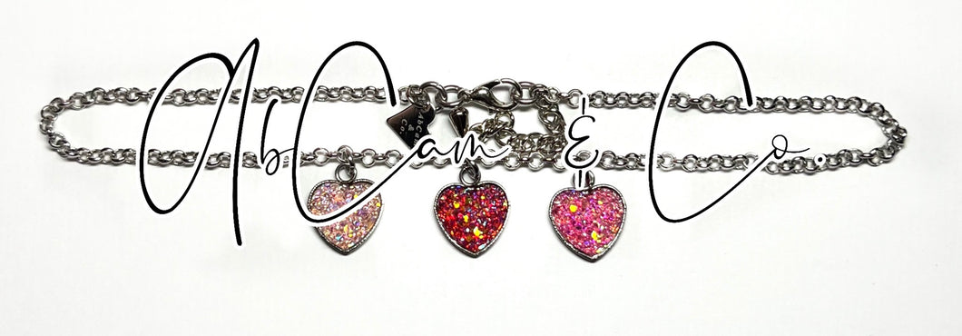 Glitter Heart Choker Style Necklace