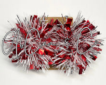 Load image into Gallery viewer, Red &amp; White (formerly Peppermint) Tinsel Pom Earrings/Hair Clips
