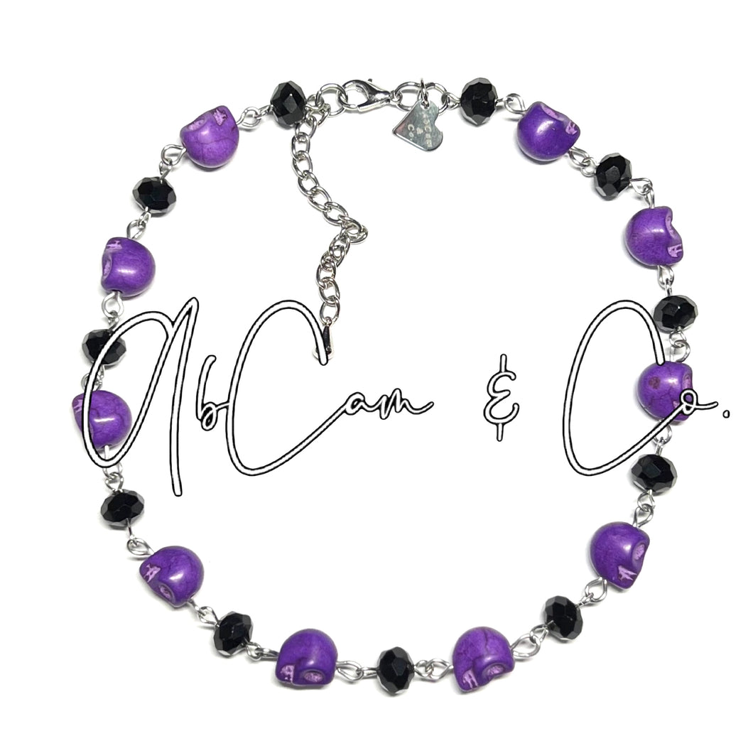 Exclusive #18 Purple Skulls Choker Style Necklace or Bracelet