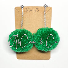 Load image into Gallery viewer, Small Green Pom Pom Earrings
