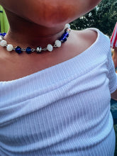 Load image into Gallery viewer, Blue and White Custom Team Choker Style Necklace
