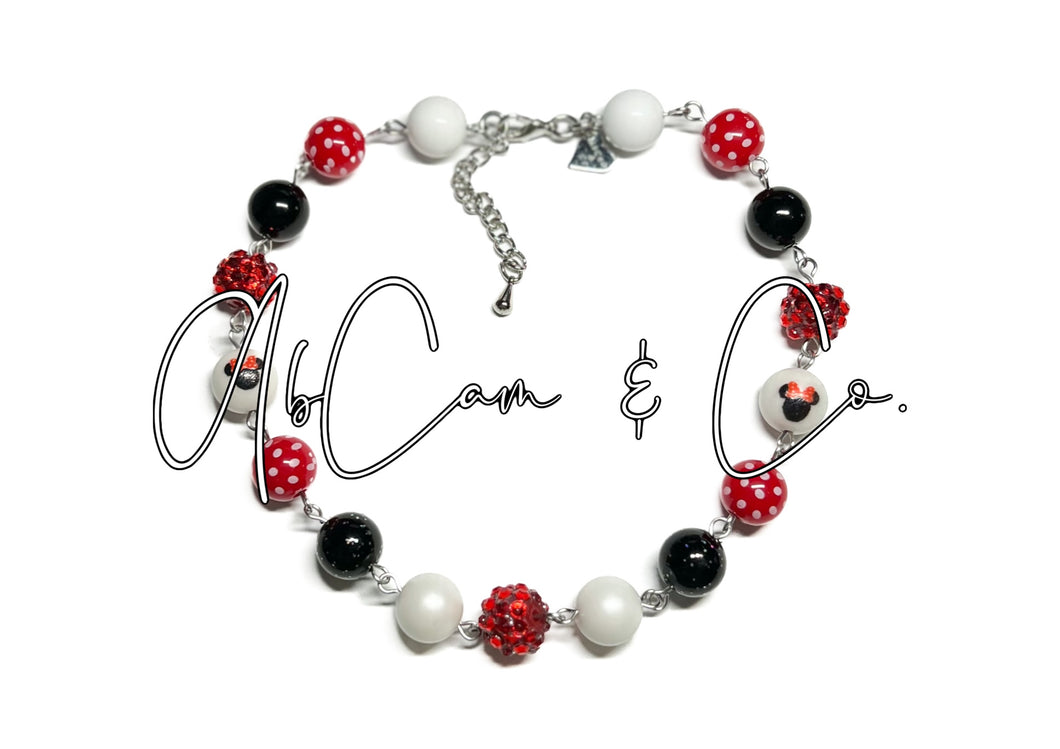 Polka Dot Mouse Bubblegum Choker Style Necklace and bracelet