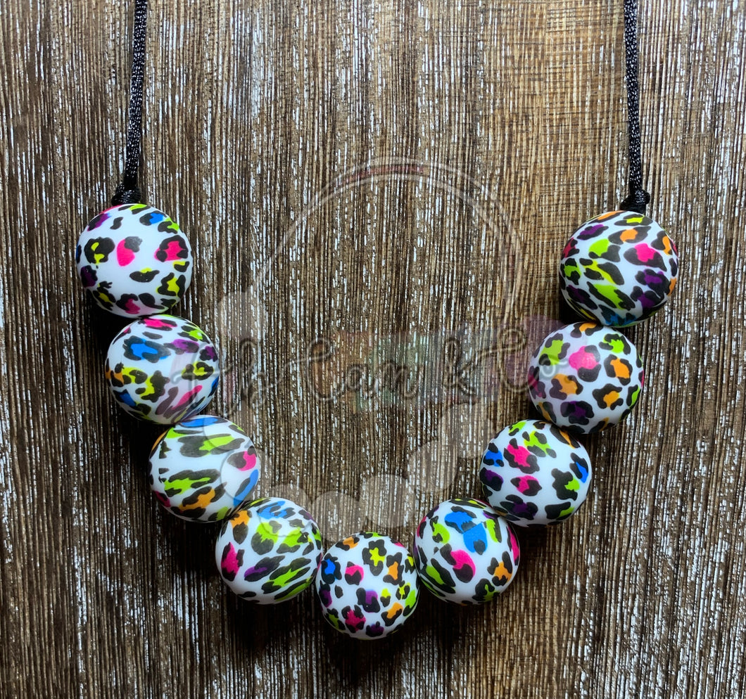 Neon Leopard Silicone Necklace