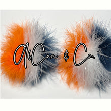Load image into Gallery viewer, Denver Custom Team Fluffy Pom Earrings &amp; Puffy Pom Hair Clips
